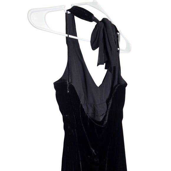 Vintage Y2K 90S Black Velvet Halter Dress Velvet Burnout Whimsigoth Fairygoth M - Picture 12 of 13